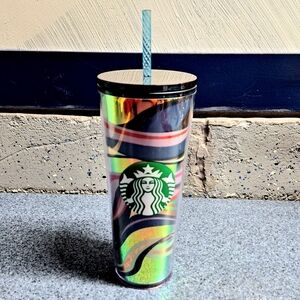 Starbucks 2021 Christmas Ribbon Iridescent Venti Tumbler with Straw, 24 Oz